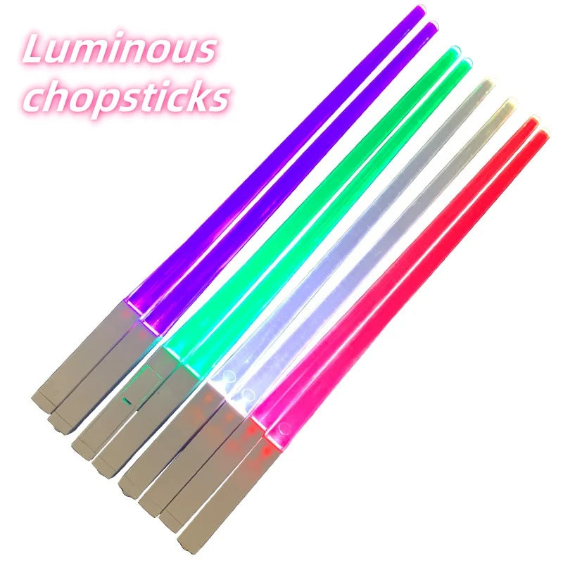 1Pair LED Luminous Chopsticks Light Up Dinning Party Tableware Multicolor Kitchen Accessories Led Stick Kitchenware Idea Product