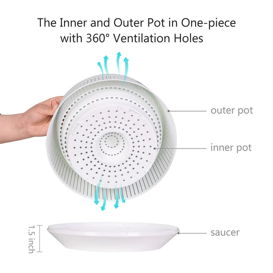 وعاء شبكي مثقوب لزراعة الأوركيد، وعاء بلاستيكي مزخرف لزراعة البنفسج الأفريقي، مزود بفتحات تهوية وتدفق هواء جيد. 