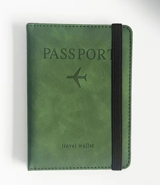 RFID Vintage Business Passport Holder – Multi-Function PU Leather Wallet for Travel