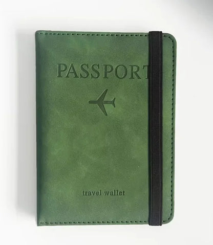 RFID Vintage Business Passport Holder – Multi-Function PU Leather Wallet for Travel