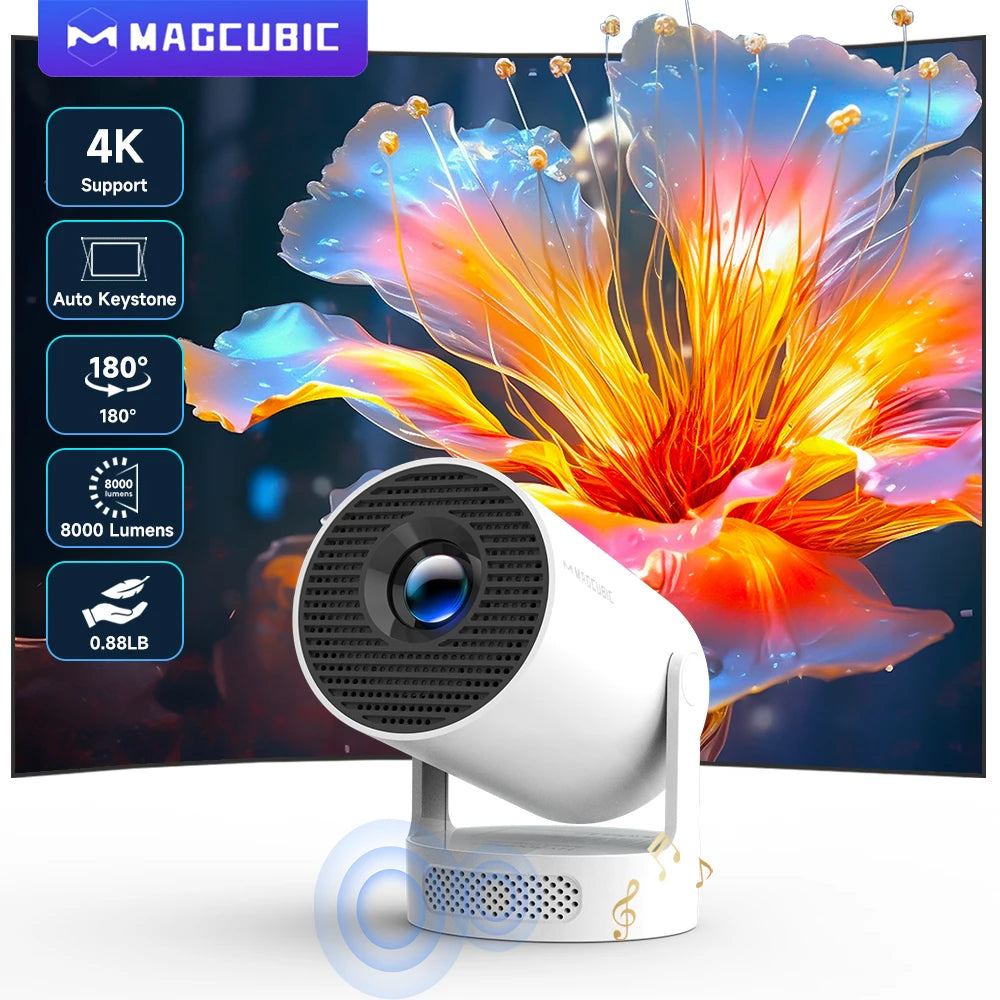 Magcubic HY300 Pro 4K Portable Projector – Android 11, Dual WiFi, 290ANSI Lumens, 180° Flexible, Bluetooth 5.0 Cinema Projector