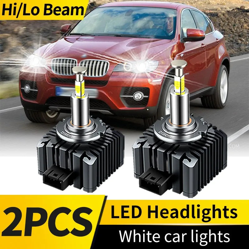 قطعتان من مصابيح زينون HID بديلة لمصابيح BMW X6 E71 E72 موديلات 2008-2014، مصابيح أمامية LED D1S H11 بتقنية Canbus، لون أبيض 6000 كلفن، إضاءة عالية/منخفضة، مصابيح ضباب 