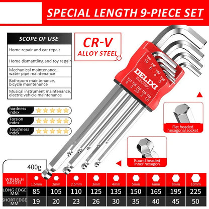 DELIXI Electric Allen Key Set – Hex Wrench Screwdriver Set with Sleeve, Universal Metric Tools for Motorcycles & Bicycles