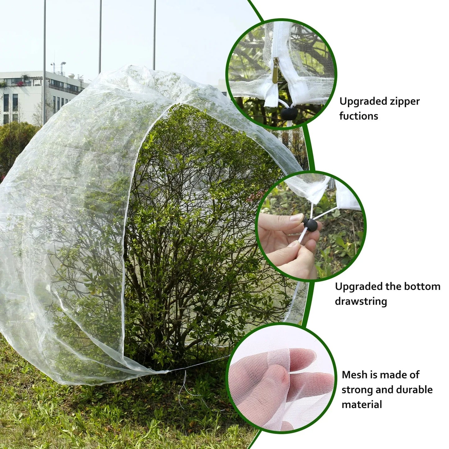 1/2Pcs Fruit Tree Insect Net 10x10 Ft Greenhouse Vegetable Plant Net Large Garden Mesh Cover with Zipper and Drawstring Durable