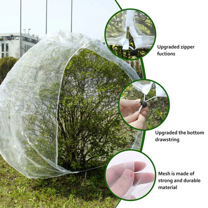 1/2Pcs Fruit Tree Insect Net 10x10 Ft Greenhouse Vegetable Plant Net Large Garden Mesh Cover with Zipper and Drawstring Durable