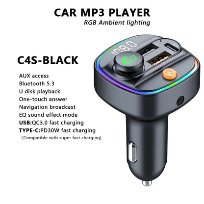FM12B 1.44 Inch LCD Bluetooth Car MP3 Player Handsfree Wireless FM Transmitter Radio Adapter USB Car Charger Remote Control