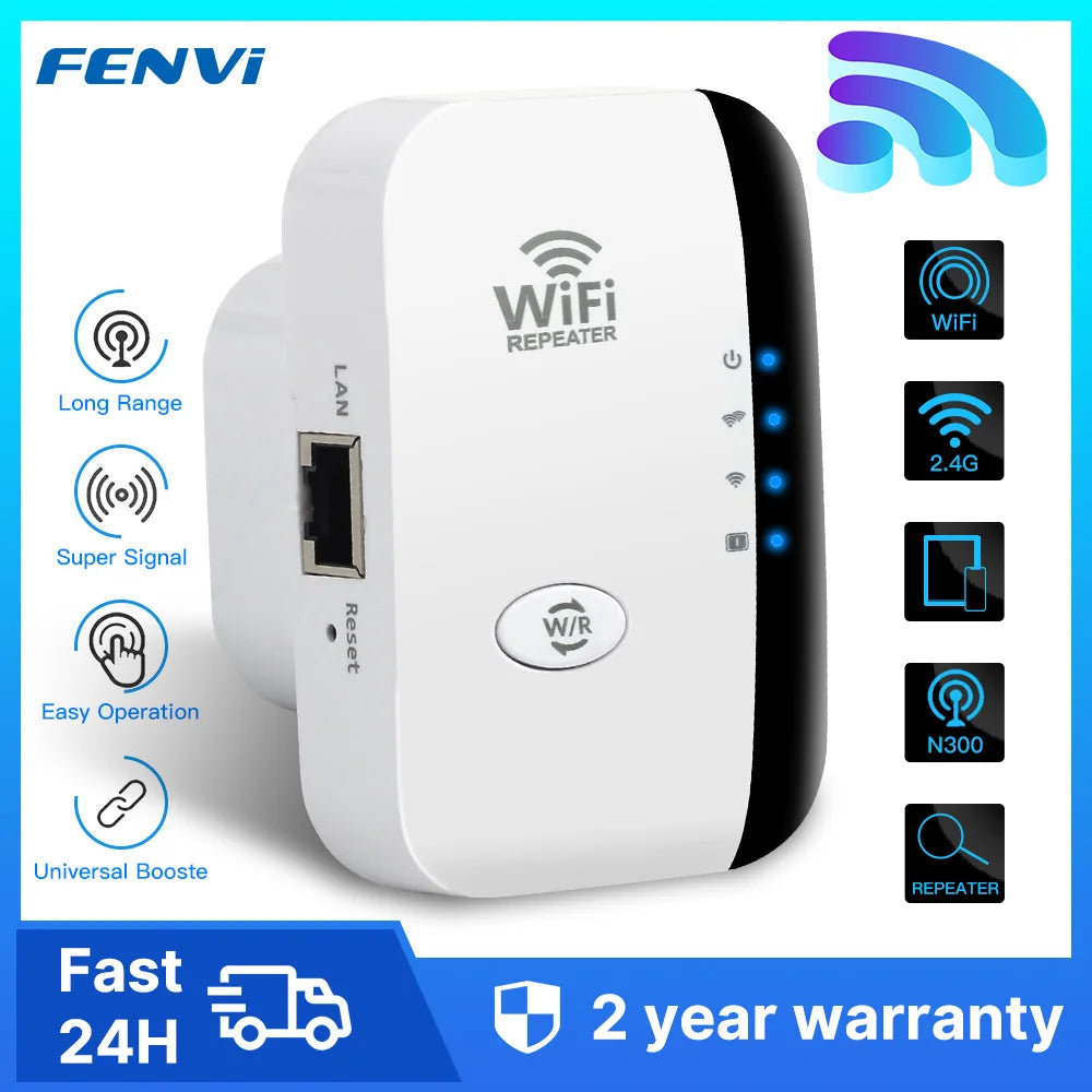 FENVI 300Mbps Wireless WiFi Repeater – Remote WiFi Extender & Amplifier with 802.11N Signal Booster