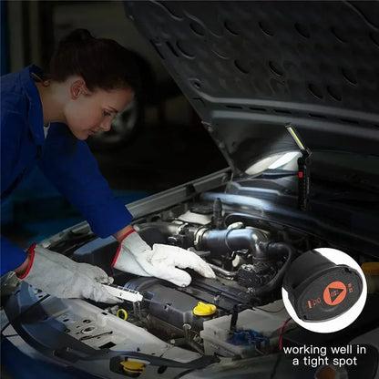 مصباح يدوي LED عالي الطاقة قابل لإعادة الشحن عبر منفذ USB، مصباح عمل تخييم محمول مزود بقاعدة مغناطيسية للإضاءة الطارئة 