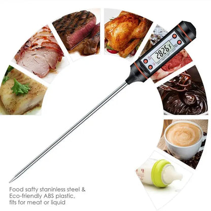 Digital Kitchen Thermometer with Electronic Probe – BBQ Temperature Measuring Pen for Food & Liquids