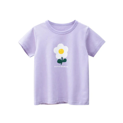 2025 Summer Kids’ Girls Short Sleeve T-Shirts – Printed Little Girl Tops for Toddlers (Ages 2-8 Years)