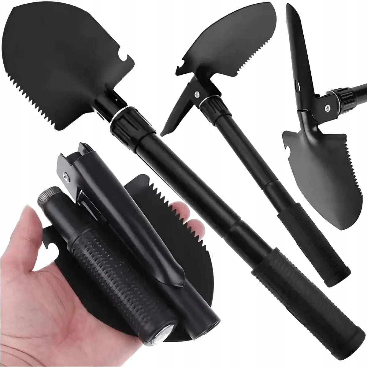 Multifunctional Folding Military Shovel – Stainless Steel Camping Tool with Pick & Hoe
