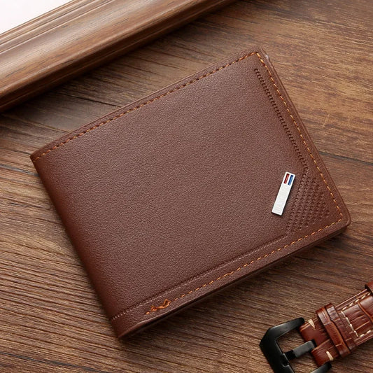 Men’s PU Leather Short Wallet – Slim Foldable Minimalist Wallet for Everyday Use