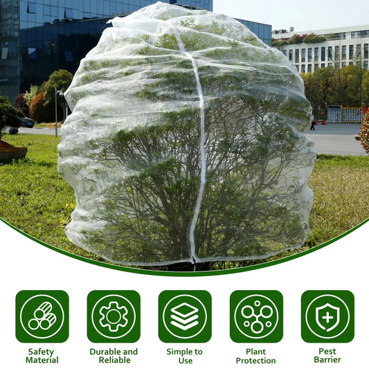 1/2Pcs Fruit Tree Insect Net 10x10 Ft Greenhouse Vegetable Plant Net Large Garden Mesh Cover with Zipper and Drawstring Durable