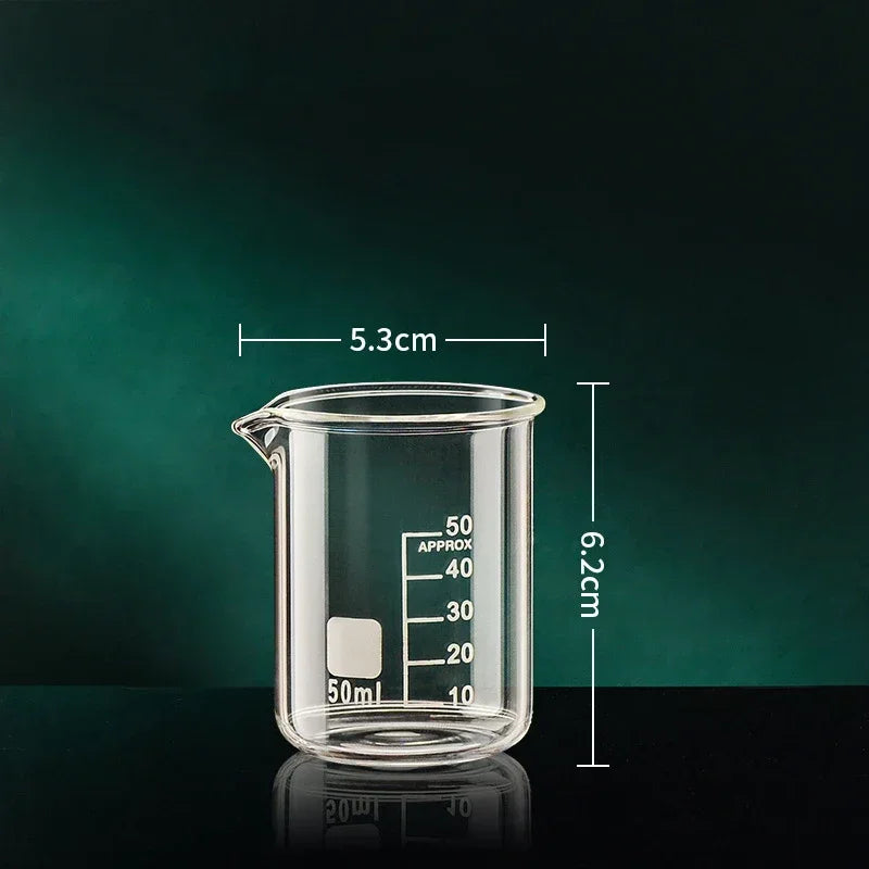 High Borosilicate Glass Measuring Cup – Clear Beaker with Scale for Kitchen Baking or Lab Use (50ml–1000ml)