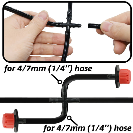 4/7mm Barbed Drip Irrigation Connectors – 1/4" Tubing Hose Fittings for Garden, Lawn & Flower Pots (1-50pcs)