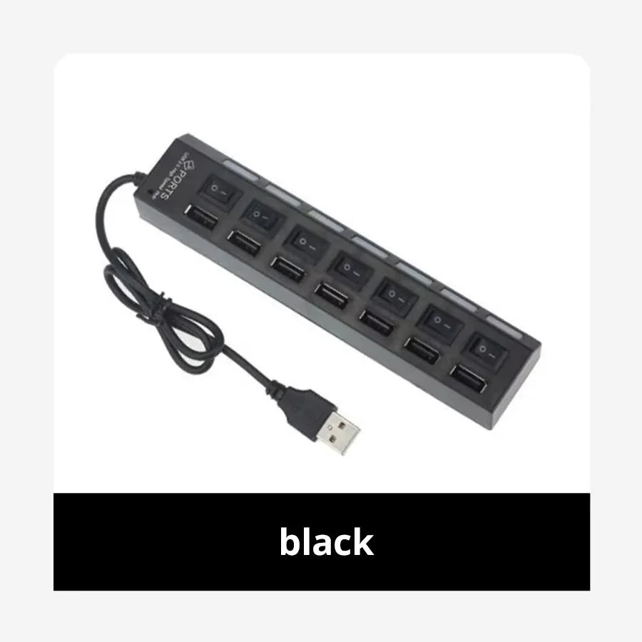 Switch Extension Hub 7-port USB2.0 Hub Computer USB Extension Hub One Drag Seven USB2.0 Splitter PC Laptop DesktopSwitch Extensi