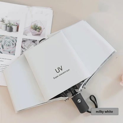 8-Rib Automatic Folding Umbrella – Windproof Compact Umbrella with UV Protection for Sun & Rain