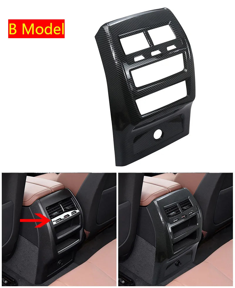 ملصق غطاء فتحة تهوية مكيف الهواء الخلفي من ألياف الكربون لسيارة BMW X5 G05 و X6 G06 موديلات 2019-2022، ملحقات داخلية