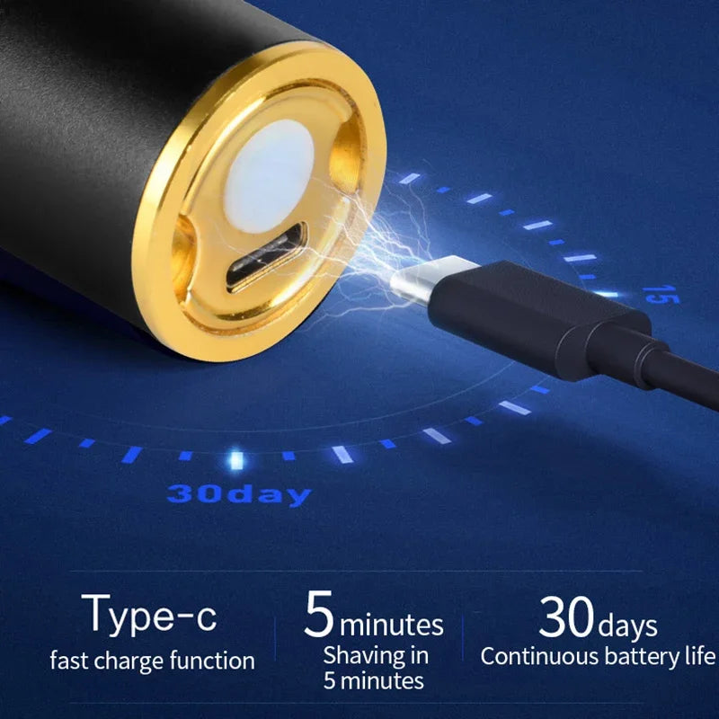 ماكينة حلاقة صغيرة للوجه للرجال تعمل بمنفذ USB - ماكينة حلاقة محمولة مقاومة للماء بشفرة من الفولاذ المقاوم للصدأ، مثالية للسفر والاستخدام في السيارة