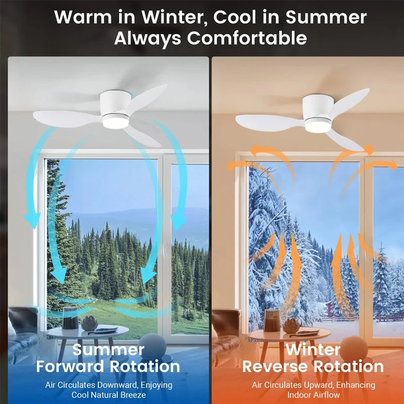 مروحة إضاءة LED مثبتة على السقف - مروحة إضاءة ديكورية بتصميم نورديك بسيط لغرفة المعيشة والمطعم 