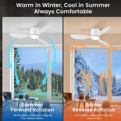 مروحة إضاءة LED مثبتة على السقف - مروحة إضاءة ديكورية بتصميم نورديك بسيط لغرفة المعيشة والمطعم 