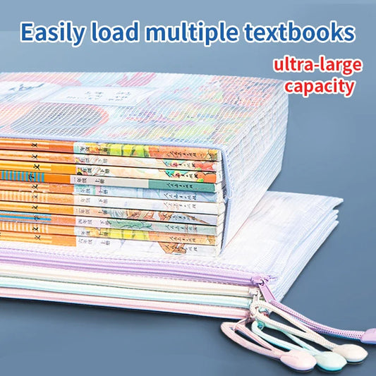 Zipper Mesh Document Bags – Waterproof A4/A5 Plastic Zipper Bags for Travel, Office & School Supplies