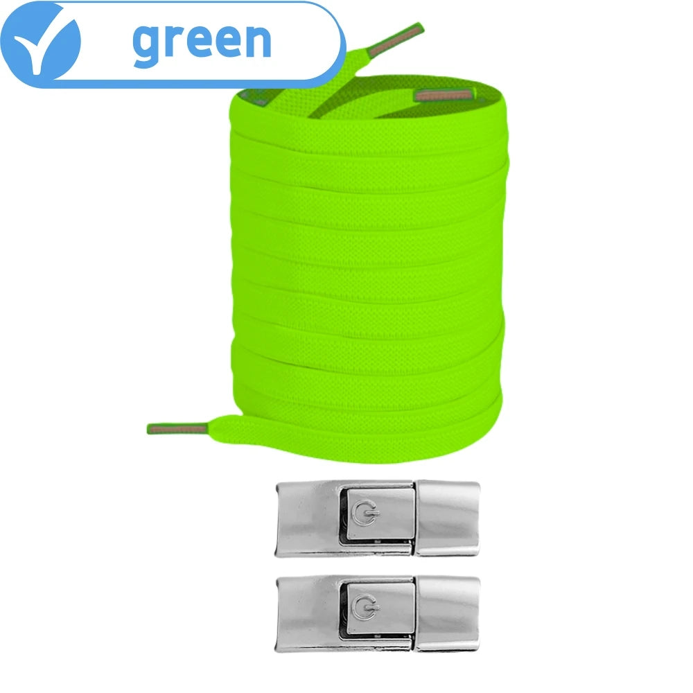 أربطة أحذية بدون عقدة - أربطة أحذية مسطحة مرنة 8 مم للأحذية الرياضية، للأطفال والكبار