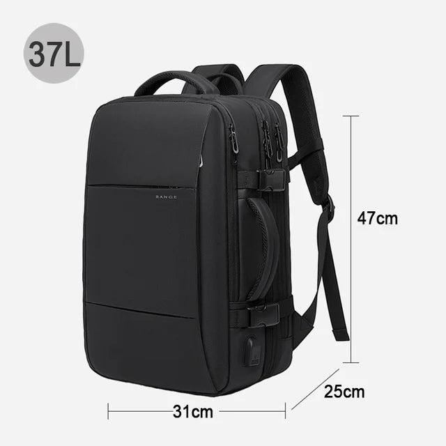 BANGE Expandable Business Laptop Backpack – Large Capacity Waterproof USB Travel Bag for 17.3” Laptop