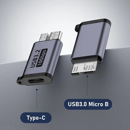 محول Micro B USB 3.0 ذكر إلى النوع C أنثى، موصل للقرص على محرك أقراص ثابتة خارجي، كابل 