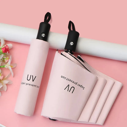 8-Rib Automatic Folding Umbrella – Windproof Compact Umbrella with UV Protection for Sun & Rain