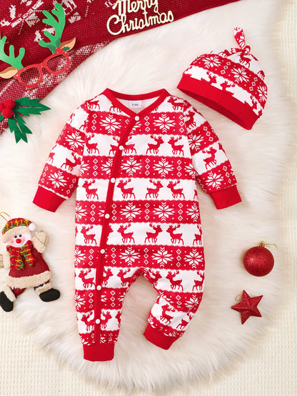 Bear Print Baby Romper – Soft Long Sleeve Winter Jumpsuit for Infants