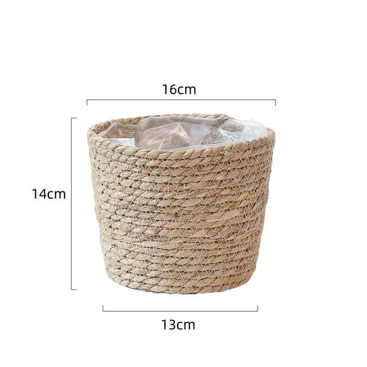 Woven Grass Flower Plant Pot Basket Planter Basket Indoor Outdoor Flower Pot Garden Decorative Flower Plants Basket Storage Use