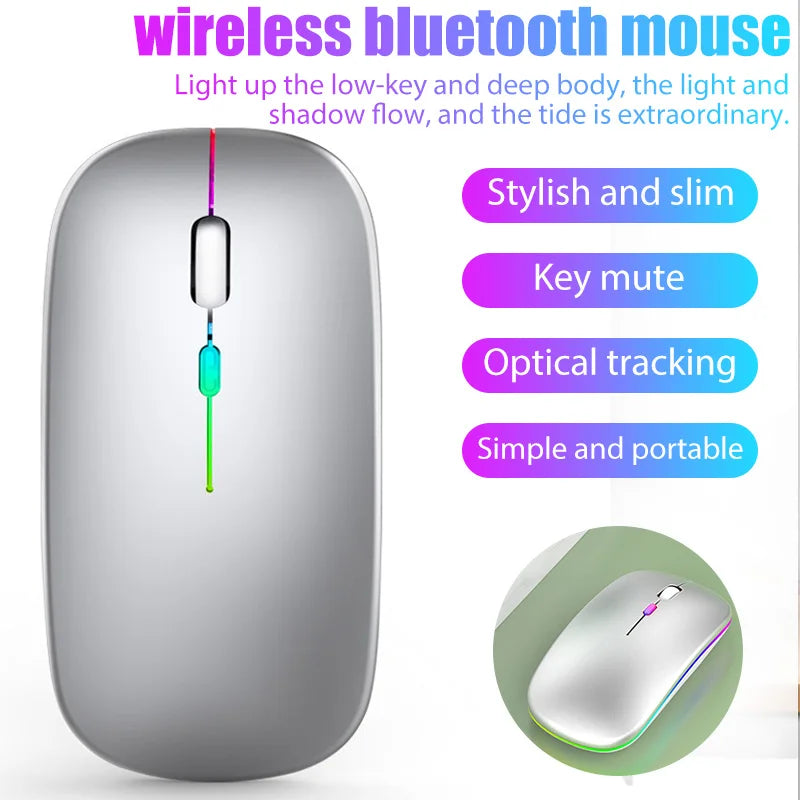 Tablet Phone Computer Bluetooth Wireless Mouse Charging Luminous 2.4G USB Wireless Mouse Portable Mouse