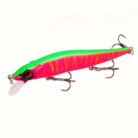 1pc 4.52inch/0.49oz Plastic Simulation Lure, Minnow Hard Bait With 3 Treble Hooks, Artificial Bait For Pike Carp