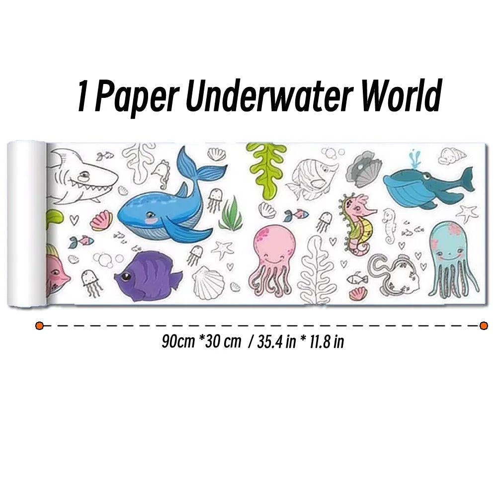 90cm Animal Canvas Children's Drawing Roll DIY Coloring Paper Roll Color Filling Graffiti Paper-cut Painting Educational School