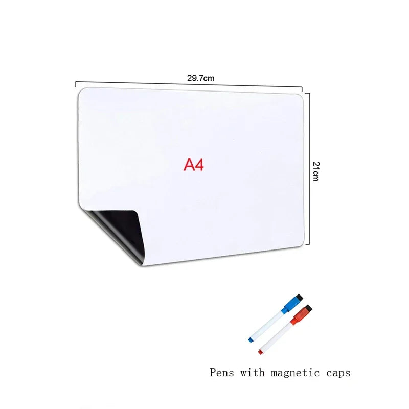 A3 + A4 Magnetic Dry Erase Board Set – Flexible Refrigerator Whiteboard with Markers