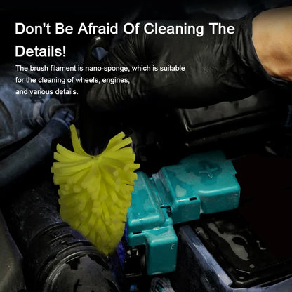 SEAMETAL Car Wheel Cleaner Brush – Tire Rim Cleaning Tool with Microfiber Sponge for Auto Detailing