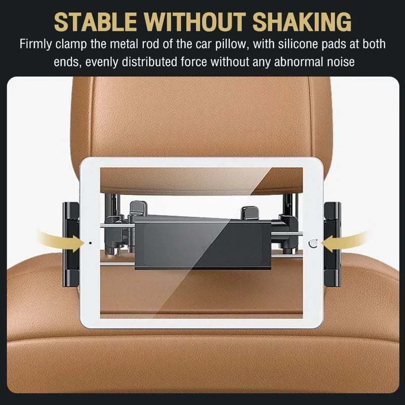 حامل تابلت للسيارة، قطعة واحدة، يُثبّت على مسند الرأس، مناسب للهواتف والأجهزة اللوحية من 4.7 إلى 12.9 بوصة. 