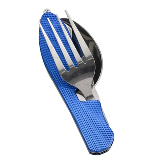Foldable Camping Utensil Set – Stainless Steel Knife Fork Spoon Combo for Outdoor Travel, Hiking & Picnic
