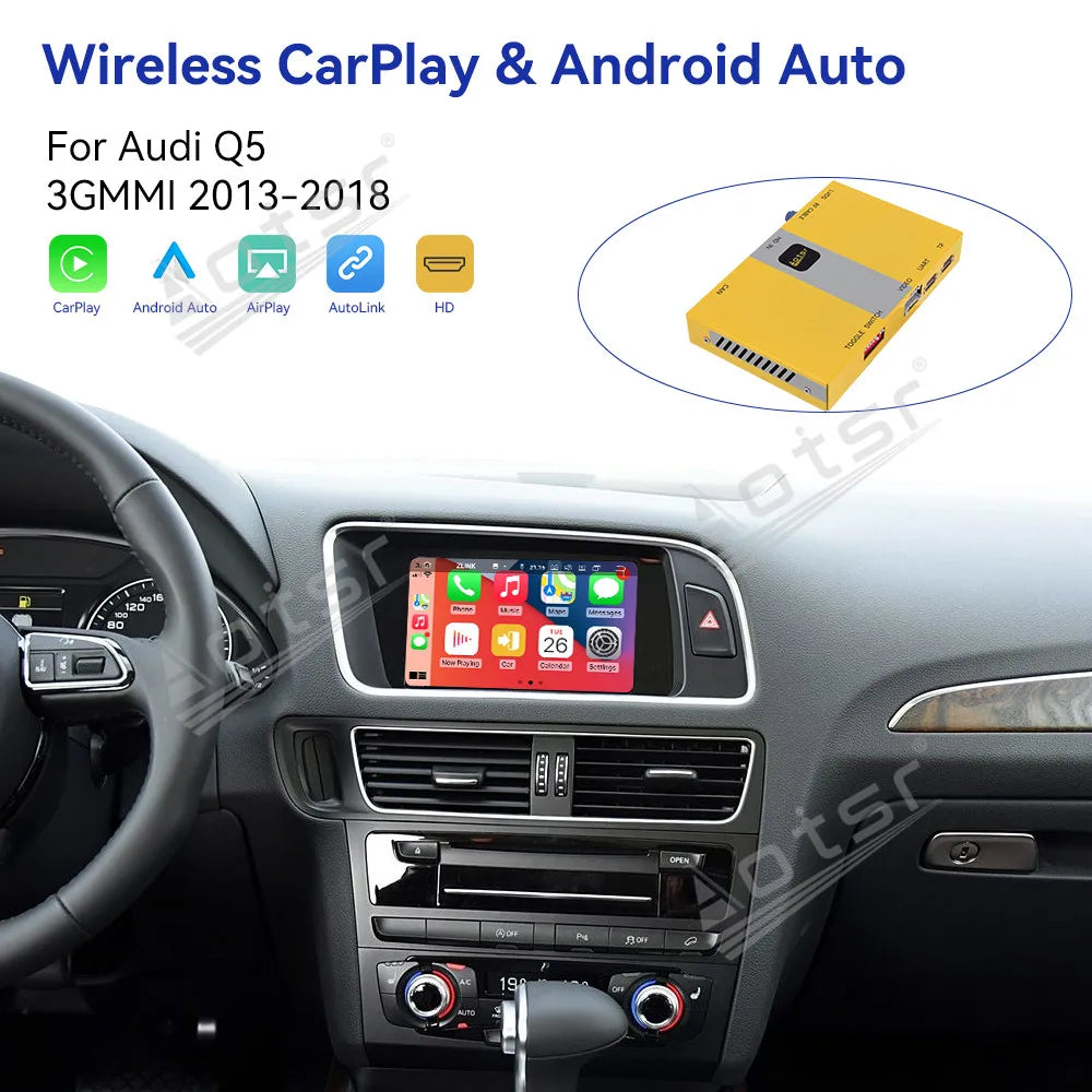 Wireless Carplay Decoder Box Android Auto Mirror Link Airplay For Audi Series Q5 3GMMI 2013-2018 General Car Accessories