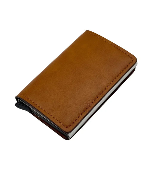 Fashion Carbon Fiber Anti-theft Credit Card Package Metal Cards Box Men Wallet Holder PU Purse