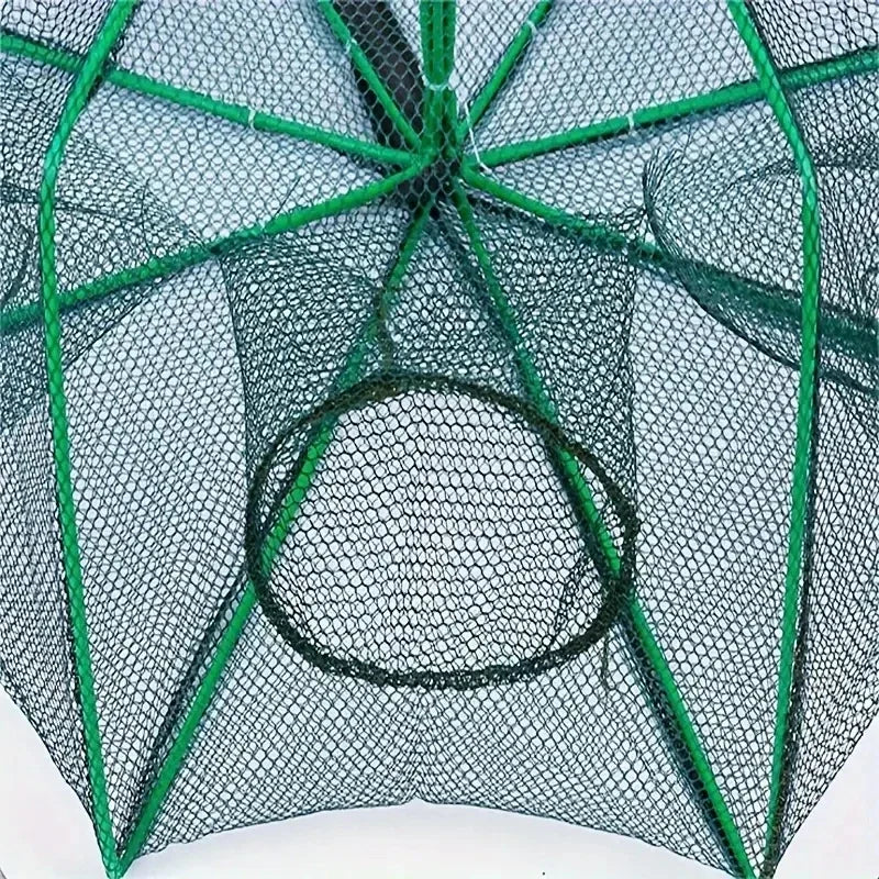 Foldable Hexagon Fishing Trap Net – 6-Hole Mesh Cage for Minnow, Crab, Shrimp & Crawdad Catching