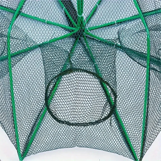 Foldable Hexagon Fishing Trap Net – 6-Hole Mesh Cage for Minnow, Crab, Shrimp & Crawdad Catching