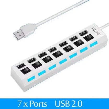 Switch Extension Hub 7-port USB2.0 Hub Computer USB Extension Hub One Drag Seven USB2.0 Splitter PC Laptop DesktopSwitch Extensi