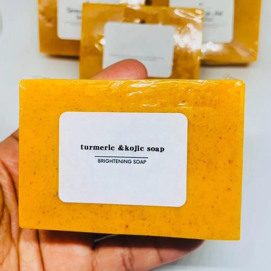 100g Turmeric Handmade Soap – Natural Lemon Kojic Acid Shower & Facial Soap for Brightening