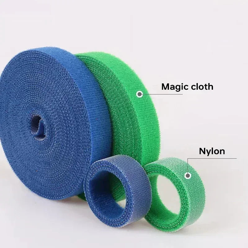 منظم كابلات بالجملة، بطول 2/5 أمتار/لفة، عرض 12 مم، لفافة كابلات USB، أربطة نايلون سهلة القطع، مناسبة للفأرة وسماعات الأذن. 