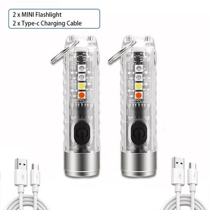 مصباح يدوي صغير متعدد الوظائف بتقنية LED، مصباح محمول يُعلق على سلسلة المفاتيح، مصباح مغناطيسي، مصباح قابل لإعادة الشحن عبر منفذ USB، مصباح يعمل بالأشعة فوق البنفسجية، مصباح طوارئ للتخييم 