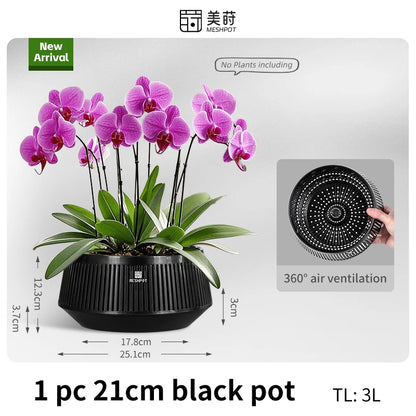 وعاء شبكي مثقوب لزراعة الأوركيد، وعاء بلاستيكي مزخرف لزراعة البنفسج الأفريقي، مزود بفتحات تهوية وتدفق هواء جيد. 