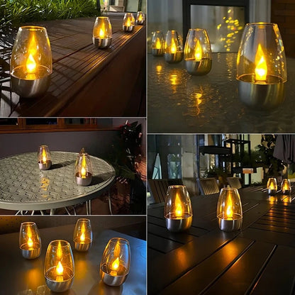 LED Solar Candles Light Flameless Rechargeable Night Light For Wedding Party Garden Decor Outdoor Waterproof Solar Candles Lamp
