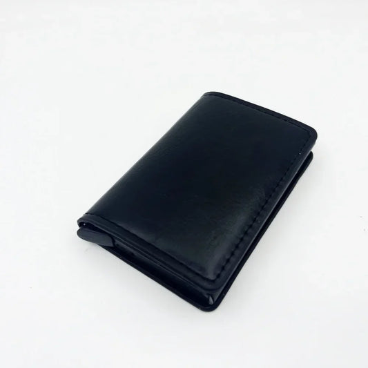Fashion Carbon Fiber Anti-theft Credit Card Package Metal Cards Box Men Wallet Holder PU Purse